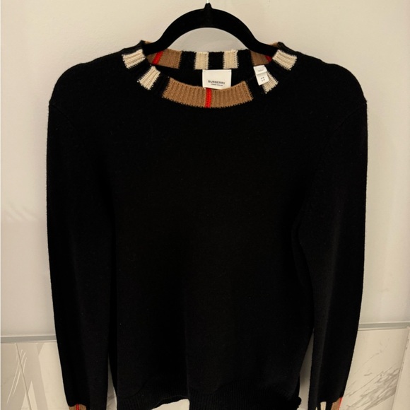 SOLD Burberry Black Sweater with Striped Accents - Picture 7 of 10
